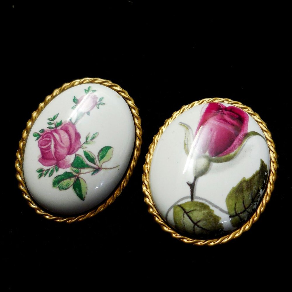 Guilloche Enamel Style Scatter Pins/ Brooch Set of 2  Vintage